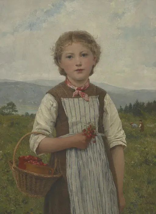Framed Print : La Mariette aux fraises, 1884. Creator: Anker, Albert (1831-1910) Framed Print : La Mariette aux fraises, 1884. Creator: Anker, Albert (1831-1910)