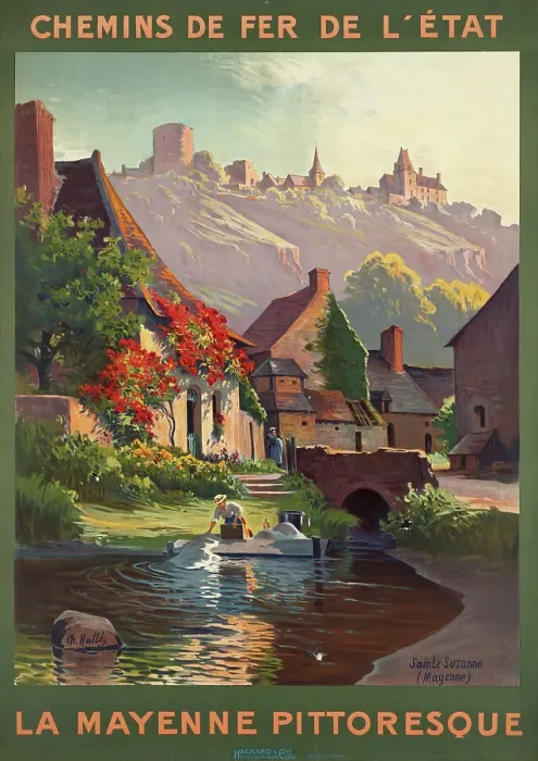 Framed Print : La Mayenne pittoresque. Chemins de fer de l'Etat, c. 1920. Creator: Hallé, Charles (1867-1924) Framed Print : La Mayenne pittoresque. Chemins de fer de l'Etat, c. 1920. Creator: Hallé, Charles (1867-1924)