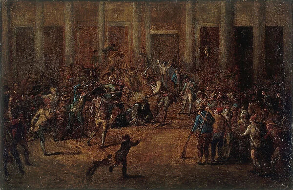La mort de Flesselles, prévôt des marchands, devant l'Hôtel de Ville, le 14 juillet 1789. Creator: Jean-Baptiste Lallemand