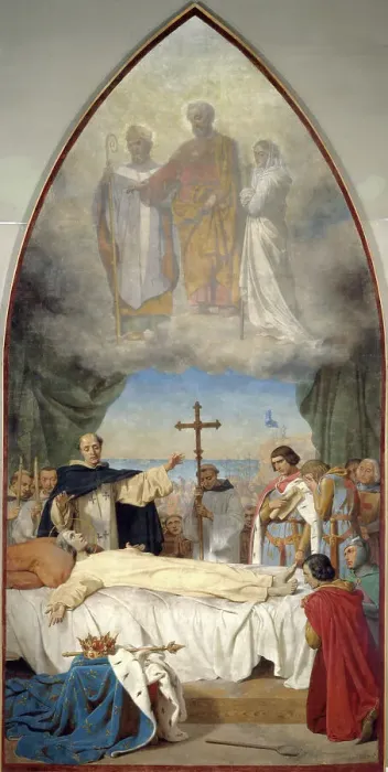 Framed Print : La mort de Saint Louis, 1884. Creator: Jean-Baptiste Leloir Framed Print : La mort de Saint Louis, 1884. Creator: Jean-Baptiste Leloir