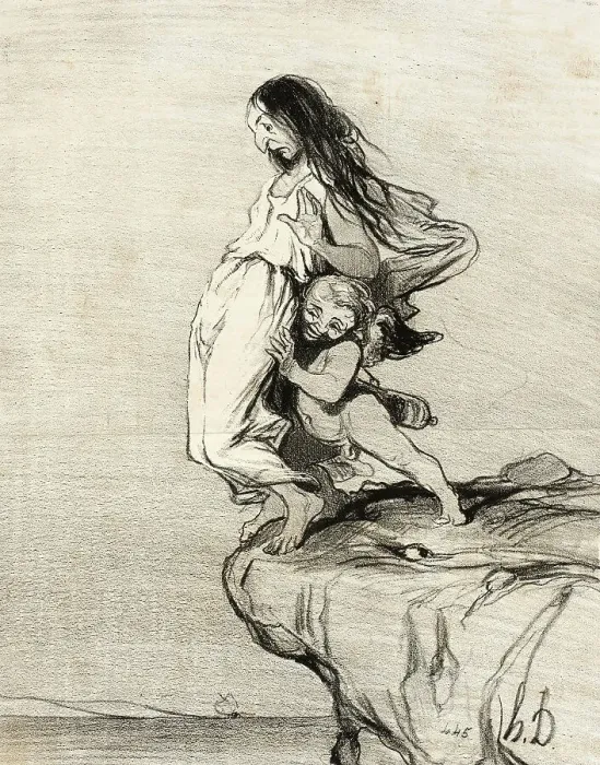 Framed Print : La Mort de Sappho, 1843. Creator: Honore Daumier Framed Print : La Mort de Sappho, 1843. Creator: Honore Daumier