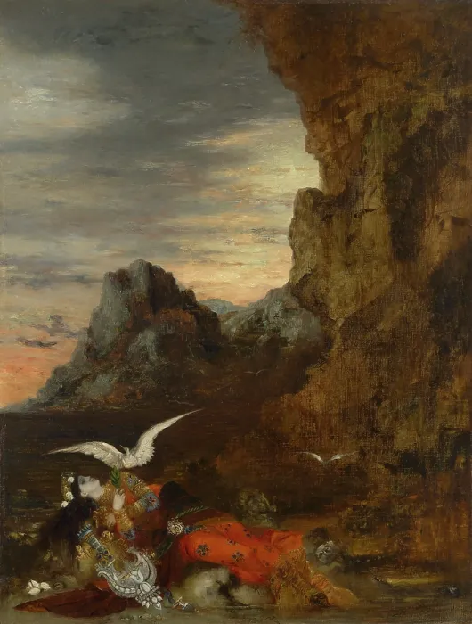 Framed Print : La mort de Sappho (The Death of Sappho), c1872. Creator: Moreau, Gustave (1826-1898) Framed Print : La mort de Sappho (The Death of Sappho), c1872. Creator: Moreau, Gustave (1826-1898)