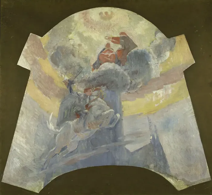 Framed Print : La Mystique, esquisse de la composition d'ensemble, c.1908. Creator: Paul Albert Besnard Framed Print : La Mystique, esquisse de la composition d'ensemble, c.1908. Creator: Paul Albert Besnard