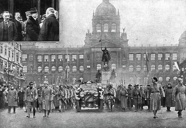 La Nouvelle Europe; la republique Tchecoslovaque; L'entrée a Prague du president Mazaryk... 1918. Creator: Pragaphot