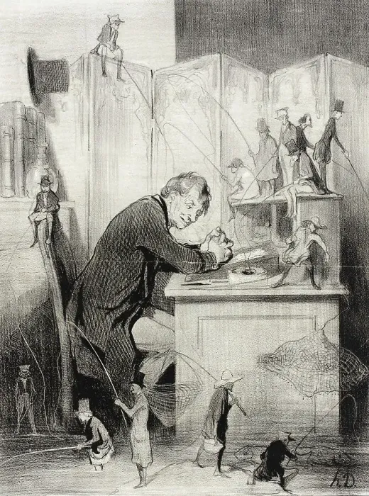 Framed Print : La Pêche, 1843. Creator: Honore Daumier Framed Print : La Pêche, 1843. Creator: Honore Daumier