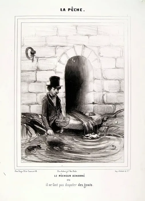 Framed Print : La Peche. Le Pecheur acharne ou il ne faut pas disputer des gouts, 1840. Creator: Honore Daumier Framed Print : La Peche. Le Pecheur acharne ou il ne faut pas disputer des gouts, 1840. Creator: Honore Daumier