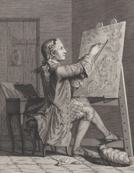 Framed Print : La Peinture, 1770-86. Creators: Claude-Augustin Duflos, F. R. Delarue Framed Print : La Peinture, 1770-86. Creators: Claude-Augustin Duflos, F. R. Delarue