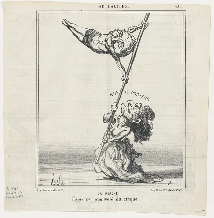 Framed Print : La Perche, 1870. Creator: Honore Daumier Framed Print : La Perche, 1870. Creator: Honore Daumier