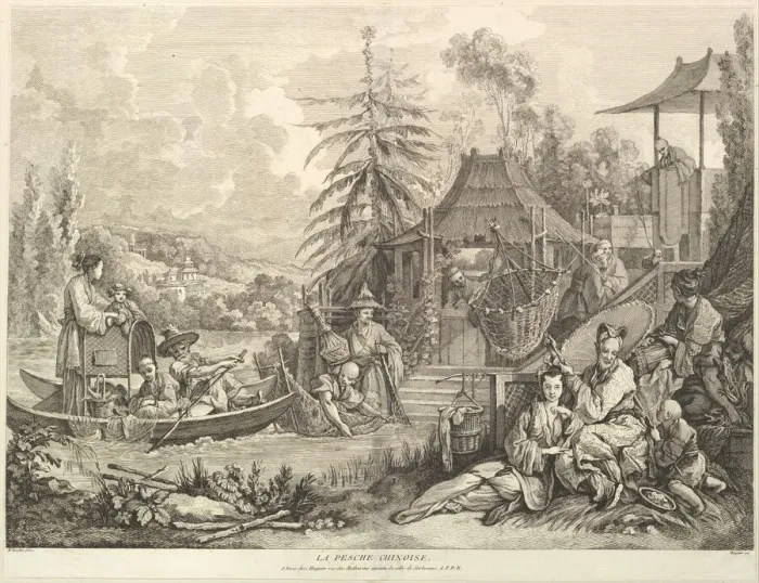 Framed Print : La pesche chinoise (Chinese Fishing), from Chinoiseries, after 1743 Framed Print : La pesche chinoise (Chinese Fishing), from Chinoiseries, after 1743