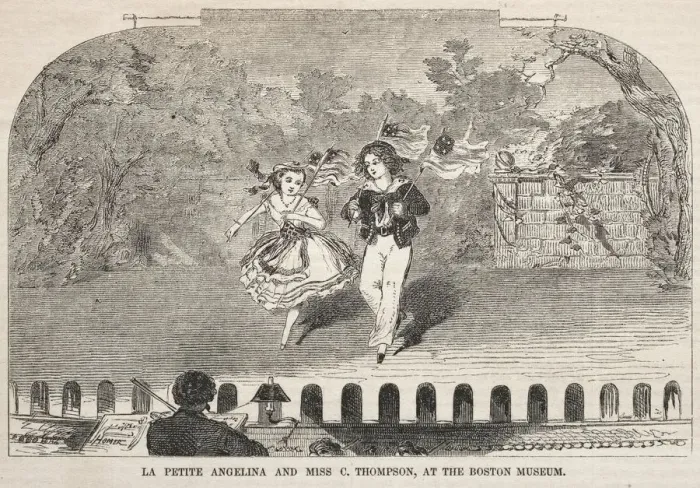 Framed Print : La Petite Angelina and Miss C. Thompson, at the Boston Museum, 1859. Creator: Winslow Homer Framed Print : La Petite Angelina and Miss C. Thompson, at the Boston Museum, 1859. Creator: Winslow Homer