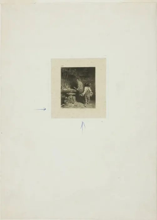 Framed Print : La petite forge, n. d. Creator: Charles Emile Jacque Framed Print : La petite forge, n. d. Creator: Charles Emile Jacque