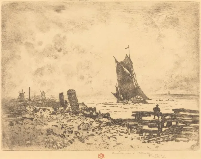Framed Print : La Petite Marine - Souvenir de Medway (counterproof), 1879. Creator: Felix Hilaire Buhot Framed Print : La Petite Marine - Souvenir de Medway (counterproof), 1879. Creator: Felix Hilaire Buhot