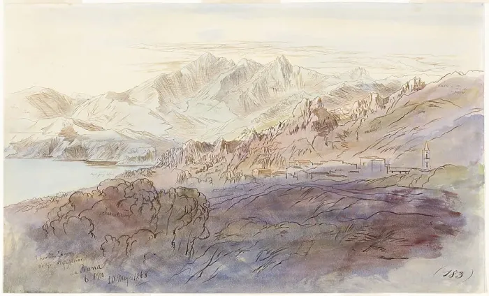 Framed Print : La Piana, 1868. Creator: Edward Lear Framed Print : La Piana, 1868. Creator: Edward Lear