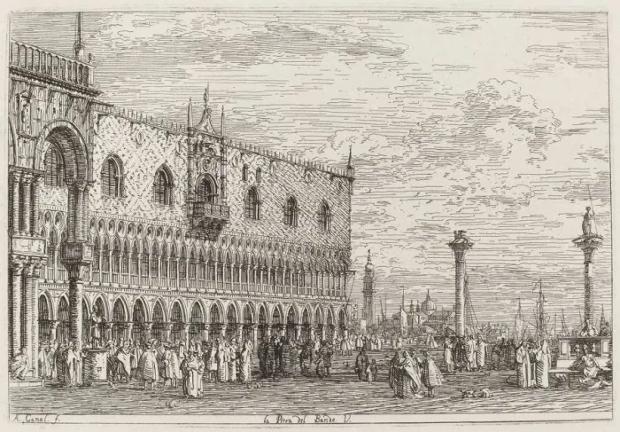 Framed Print : La Piera del Bando. V. [lower right], c. 1735  /  1746. Creator: Canaletto