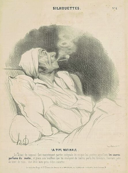 La pipe matinale, 19th century. Creator: Honore Daumier