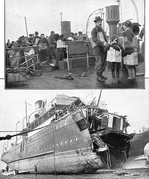 La piraterie sous-marine; Le torpillage du Sussex, le 24 mars 1916. En haut, les passagers a bord, Creator: Unknown