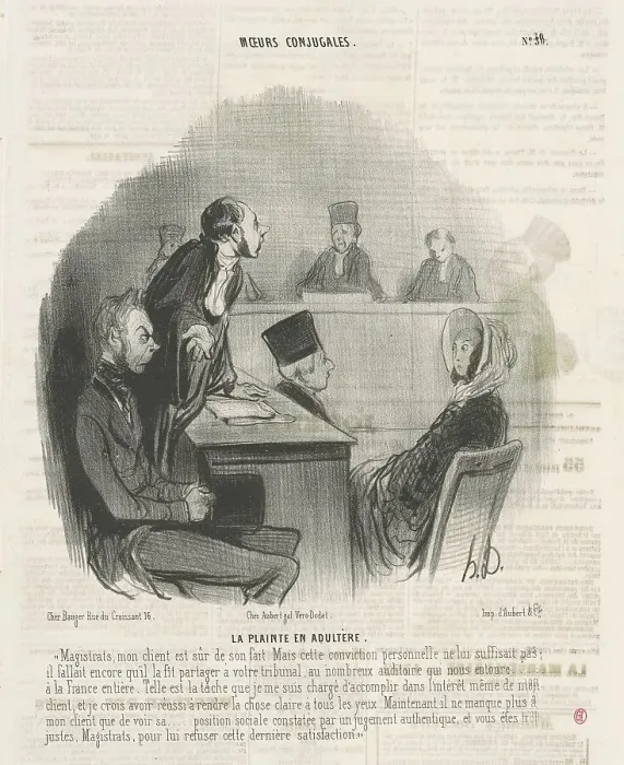 Framed Print : La plainte en adultère, 19th century. Creator: Honore Daumier Framed Print : La plainte en adultère, 19th century. Creator: Honore Daumier