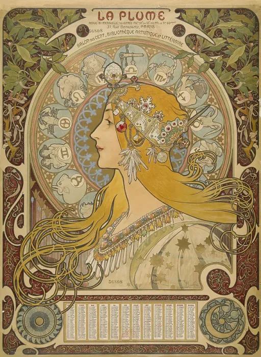 Framed Print : La Plume, 1896. Creator: Mucha, Alfons Marie (1860-1939) Framed Print : La Plume, 1896. Creator: Mucha, Alfons Marie (1860-1939)