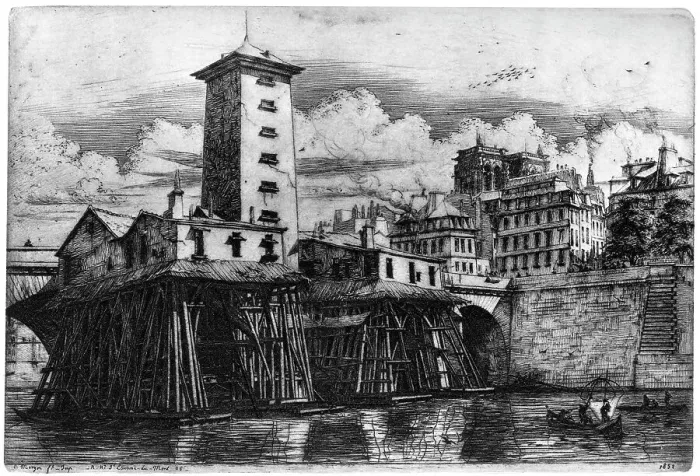 Framed Print : La Pompe Notre-Dame, c1841-1868 (1924). Artist: Charles Meryon Framed Print : La Pompe Notre-Dame, c1841-1868 (1924). Artist: Charles Meryon