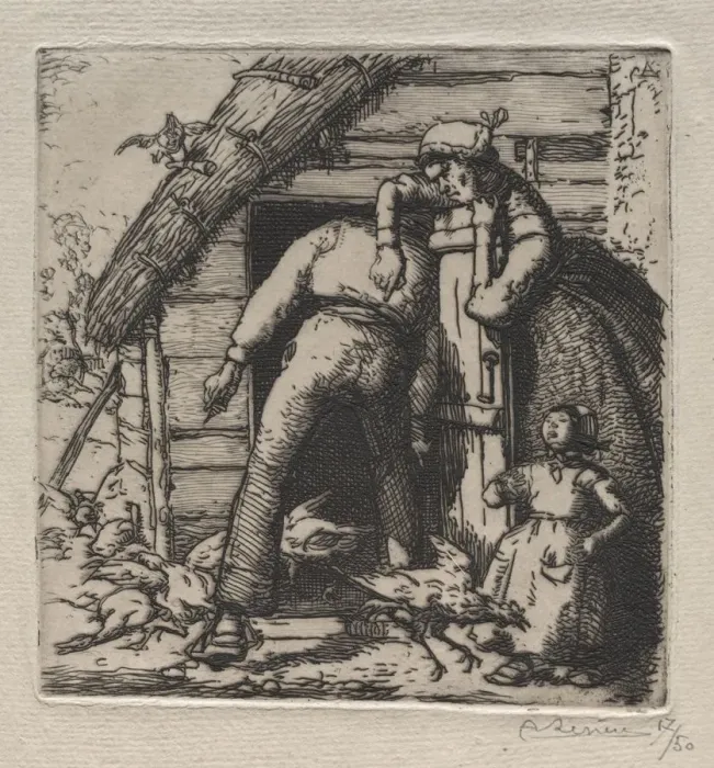 Framed Print : La Poulailler attrape la plus grosse. Creator: Auguste Louis Lepere (French, 1849-1918) Framed Print : La Poulailler attrape la plus grosse. Creator: Auguste Louis Lepere (French, 1849-1918)