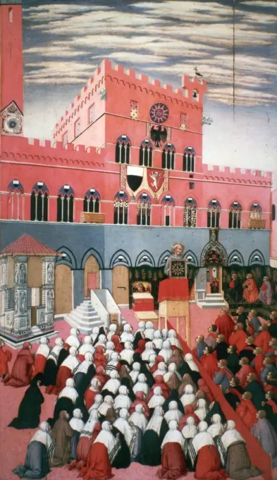 Framed Print : La predica di San Bernardino, c1426-1481. Artist: Sano di Pietro Framed Print : La predica di San Bernardino, c1426-1481. Artist: Sano di Pietro