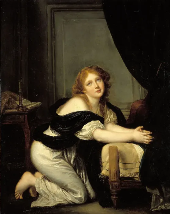 Framed Print : La Prière du matin. Creator: Jean-Baptiste Greuze Framed Print : La Prière du matin. Creator: Jean-Baptiste Greuze