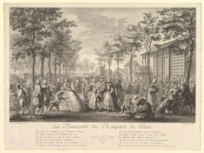 Framed Print : La Promenade des Remparts de Paris, 1760. Creator: Pierre Francois Courtois Framed Print : La Promenade des Remparts de Paris, 1760. Creator: Pierre Francois Courtois