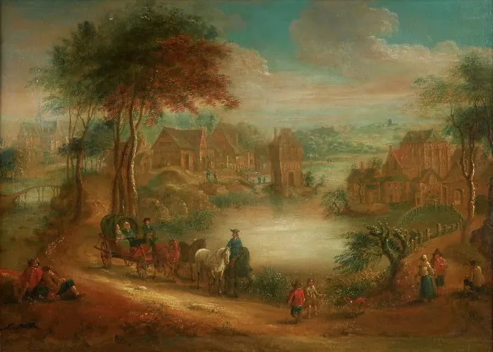 Framed Print : La promenade en voiture, between 1696 and 1765. Creator: Théobald Michau Framed Print : La promenade en voiture, between 1696 and 1765. Creator: Théobald Michau
