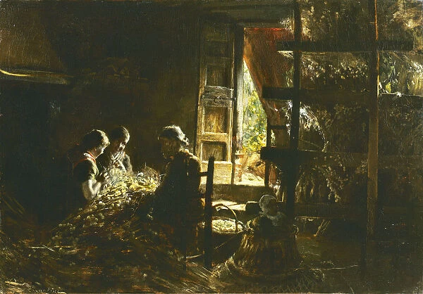 La raccolta dei bozzoli (Collecting the cocoons), 1882-1883. Creator: Segantini, Giovanni