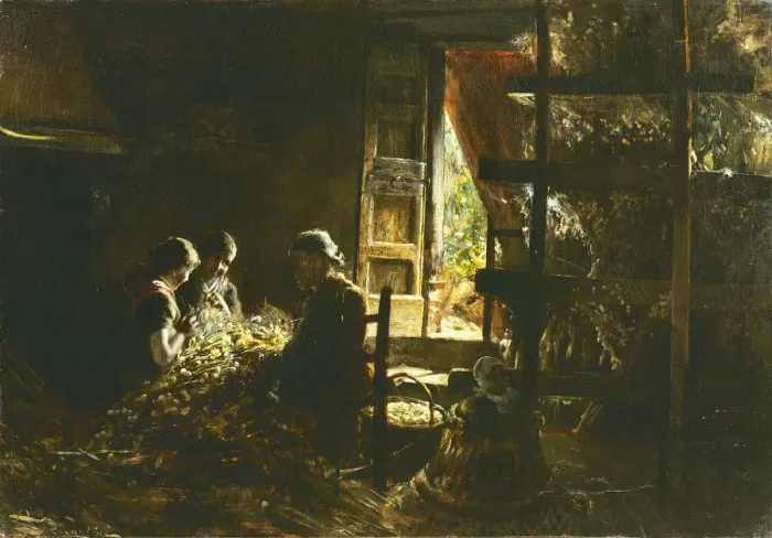 Framed Print : La raccolta dei bozzoli (Collecting the cocoons), 1882-1883. Creator: Segantini, Giovanni Framed Print : La raccolta dei bozzoli (Collecting the cocoons), 1882-1883. Creator: Segantini, Giovanni