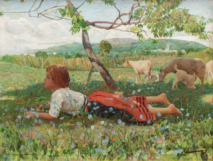 Framed Print : La raccolta delle albicocche (Die Aprikosenernte). Creator: Savini, Alfredo (1868-1924) Framed Print : La raccolta delle albicocche (Die Aprikosenernte). Creator: Savini, Alfredo (1868-1924)