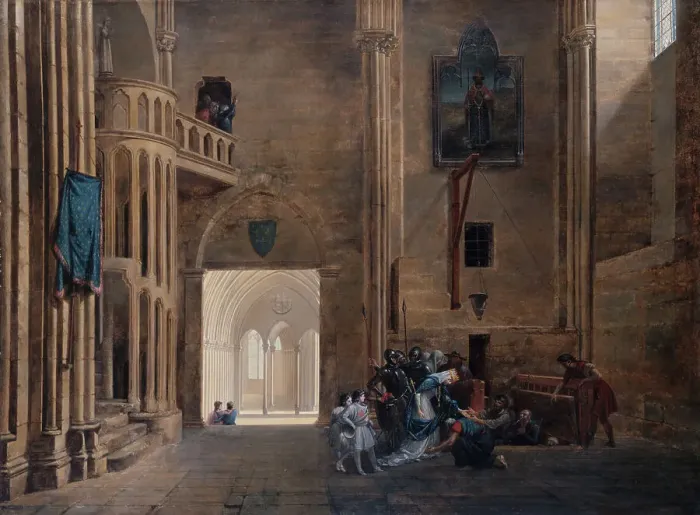 Framed Print : La Reine Blanche de Castille délivrant les prisonniers, 1801. Creator: Francois-Marius Granet Framed Print : La Reine Blanche de Castille délivrant les prisonniers, 1801. Creator: Francois-Marius Granet