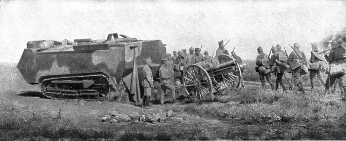 Framed Print : La Replique de Foch: La Deuxieme victoire de la Marne; Char d'assaut ramenant du combat... 1918. Creator: Unknown Framed Print : La Replique de Foch: La Deuxieme victoire de la Marne; Char d'assaut ramenant du combat... 1918. Creator: Unknown