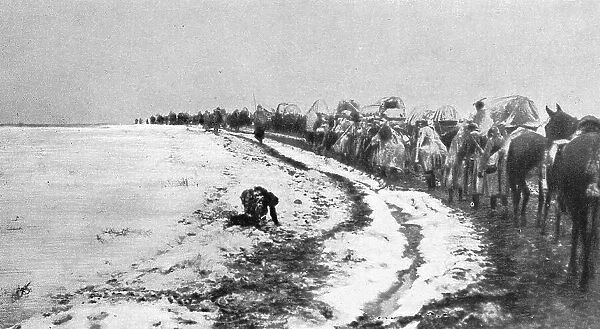 La retraite de l'armee serbe a travers la plaine de Kossovo.'. Creator: Unknown
