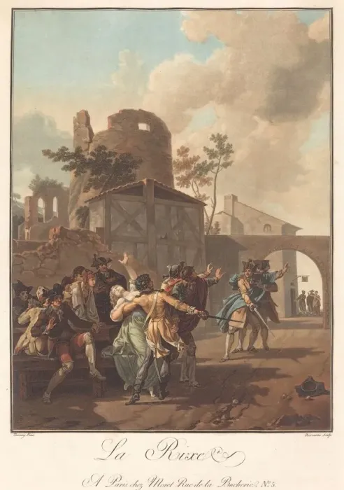 Framed Print : La Rixe (The Brawl), c. 1792. Creator: Charles-Melchior Descourtis Framed Print : La Rixe (The Brawl), c. 1792. Creator: Charles-Melchior Descourtis