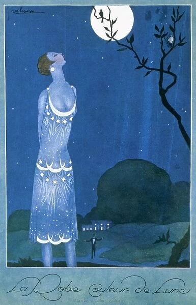La Robe Couleur de Lune, from Femina, pub. 1925 (pochoir Print)