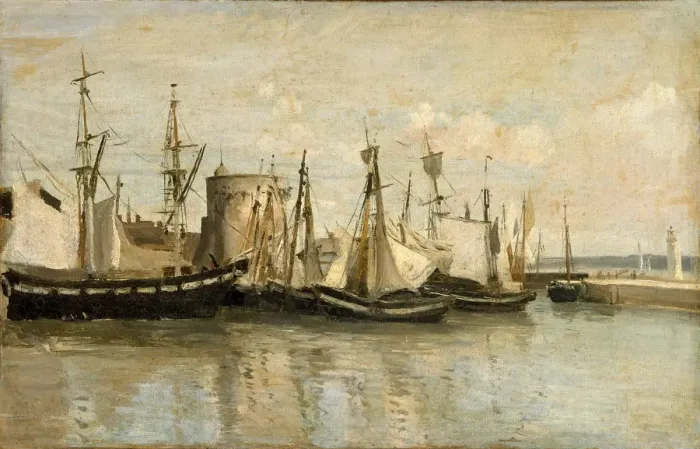 Framed Print : La Rochelle. Entree du port d echouage. Artist: Corot, Jean-Baptiste Camille (1796-1875) Framed Print : La Rochelle. Entree du port d echouage. Artist: Corot, Jean-Baptiste Camille (1796-1875)