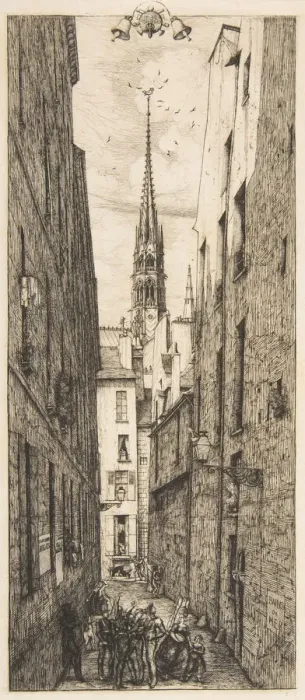 Framed Print : La Rue des Chantres, Paris, 1862. Creator: Charles Meryon Framed Print : La Rue des Chantres, Paris, 1862. Creator: Charles Meryon
