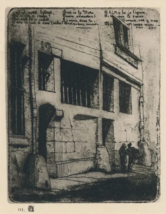 Framed Print : La Rue Des Mauvais Garcons (3rd State, 5 x 3 7 / 8 Inches), 1854, (1927). Artist: Charles Meryon Framed Print : La Rue Des Mauvais Garcons (3rd State, 5 x 3 7 / 8 Inches), 1854, (1927). Artist: Charles Meryon