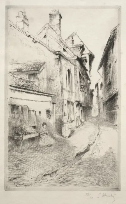 Framed Print : La rue de lEcole a Troyes, 1902. Creator: Gustave Leheutre (French, 1861-1932) Framed Print : La rue de lEcole a Troyes, 1902. Creator: Gustave Leheutre (French, 1861-1932)