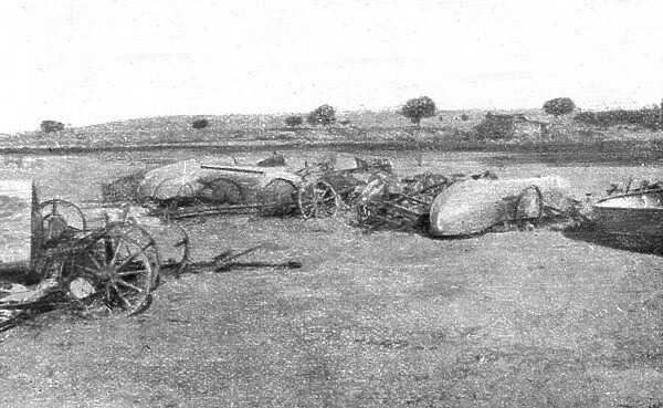 'La rupture des lignes Bulgares; Materiel d'un pont de bateau abandonne par les... 1918. Creator: Unknown