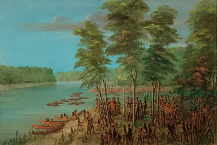 Framed Print : La Salle Taking Possession of the Land at the Mouth of the Arkansas Framed Print : La Salle Taking Possession of the Land at the Mouth of the Arkansas