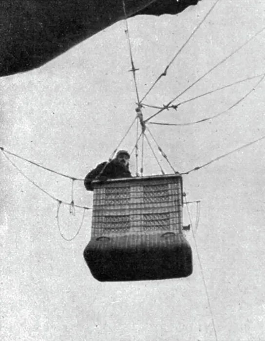 Framed Print : La Saucisse'; Observateur dans sa nacelle, 1916. Creator: Unknown. La Saucisse'; Observateur dans sa nacelle, 1916. Creator: Unknown Framed Print : La Saucisse'; Observateur dans sa nacelle, 1916. Creator: Unknown. La Saucisse'; Observateur dans sa nacelle, 1916. Creator: Unknown