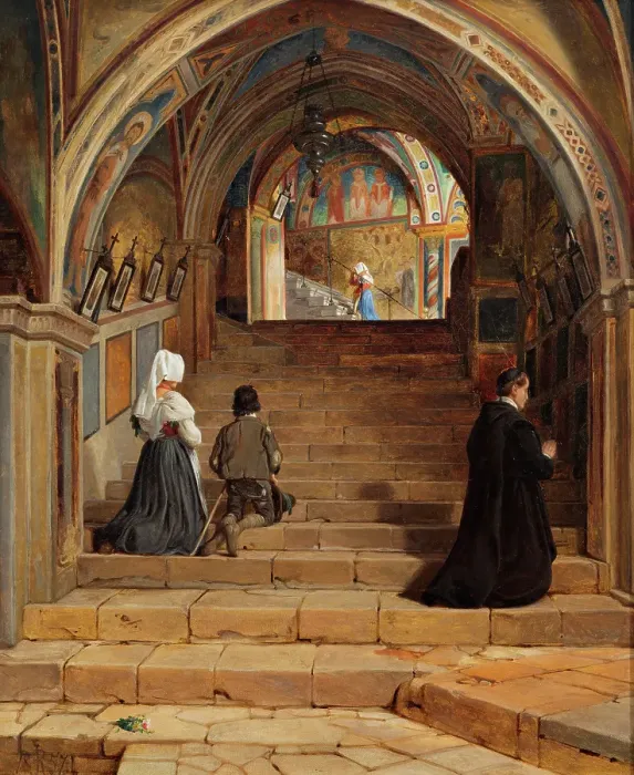 Framed Print : La Scala Santa at the Monastery San Benedetto near Subiaco, 1857. Creator: Jorgen Pedersen Roed Framed Print : La Scala Santa at the Monastery San Benedetto near Subiaco, 1857. Creator: Jorgen Pedersen Roed