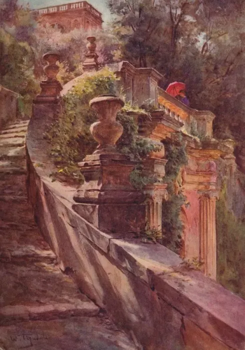 Framed Print : La Scallea Delle Sfinge, Villa D Este, c1900 (1913). Artist: Walter Frederick Roofe Tyndale Framed Print : La Scallea Delle Sfinge, Villa D Este, c1900 (1913). Artist: Walter Frederick Roofe Tyndale