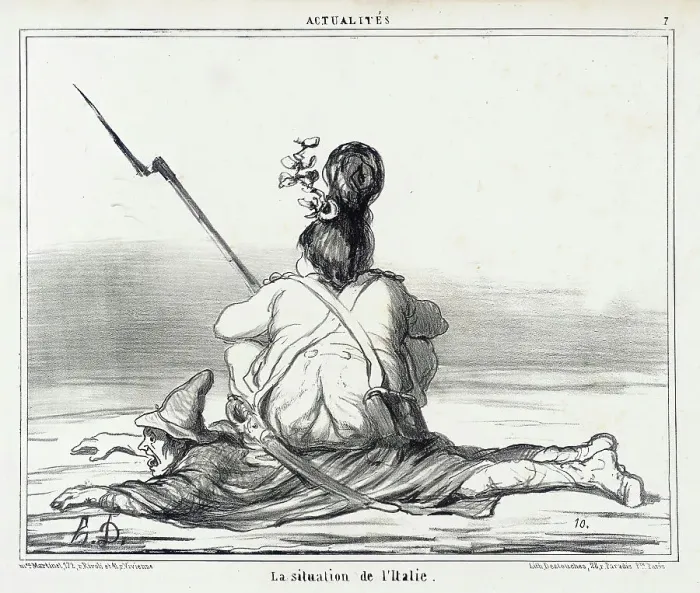 Framed Print : La situation de l'Italie, 1859. Creator: Honore Daumier Framed Print : La situation de l'Italie, 1859. Creator: Honore Daumier