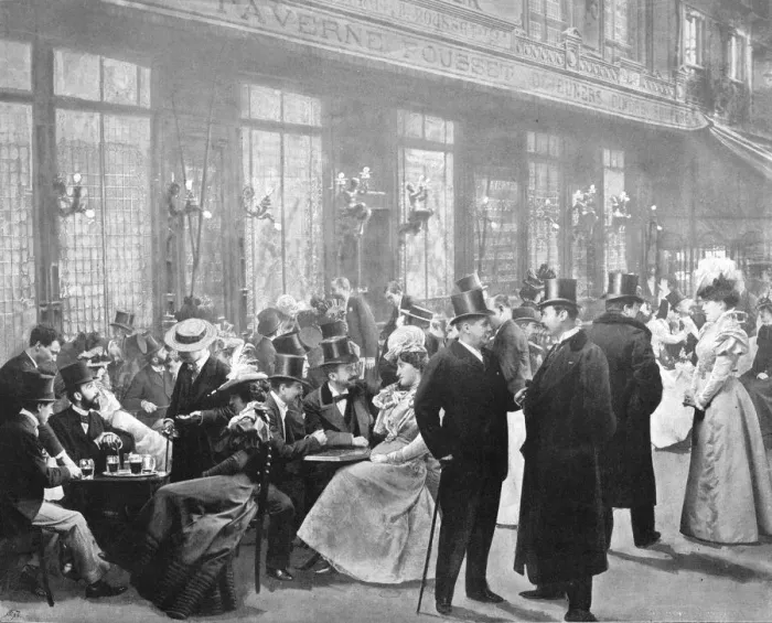 Framed Print : La Sortie Des Theatres - L Heure Du Chocolat, 1900 Framed Print : La Sortie Des Theatres - L Heure Du Chocolat, 1900