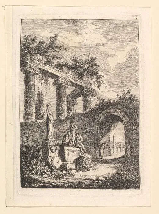Framed Print : La Statue en Avant les Ruines. n. d. Creator: Hubert Robert Framed Print : La Statue en Avant les Ruines. n. d. Creator: Hubert Robert