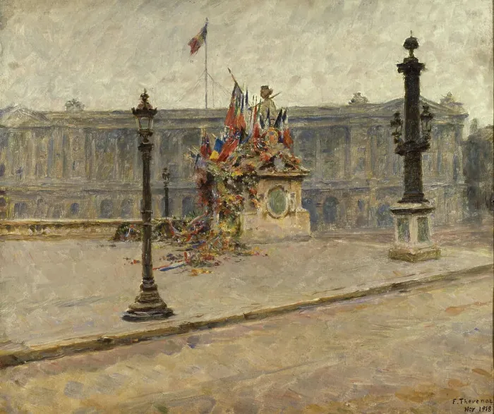 Framed Print : La statue de Strasbourg, place de la Concorde, couverte de drapeaux et de couronnes en novembre 1918 Creator: Francois Thevenot Framed Print : La statue de Strasbourg, place de la Concorde, couverte de drapeaux et de couronnes en novembre 1918 Creator: Francois Thevenot