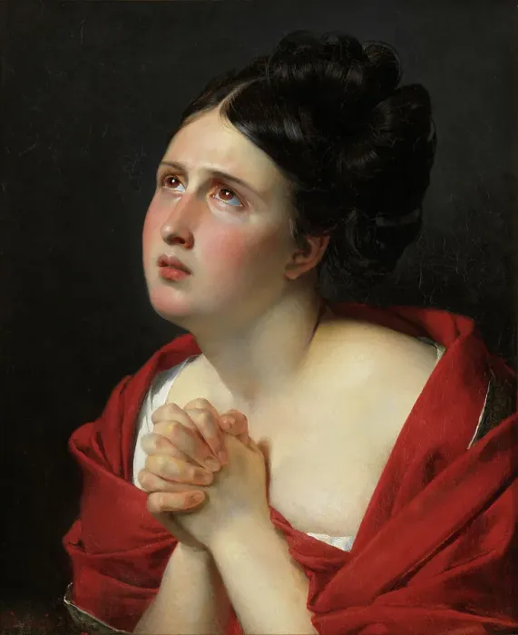 Framed Print : La Suppliante, 1829. Creator: Claude-Marie Dubufe Framed Print : La Suppliante, 1829. Creator: Claude-Marie Dubufe